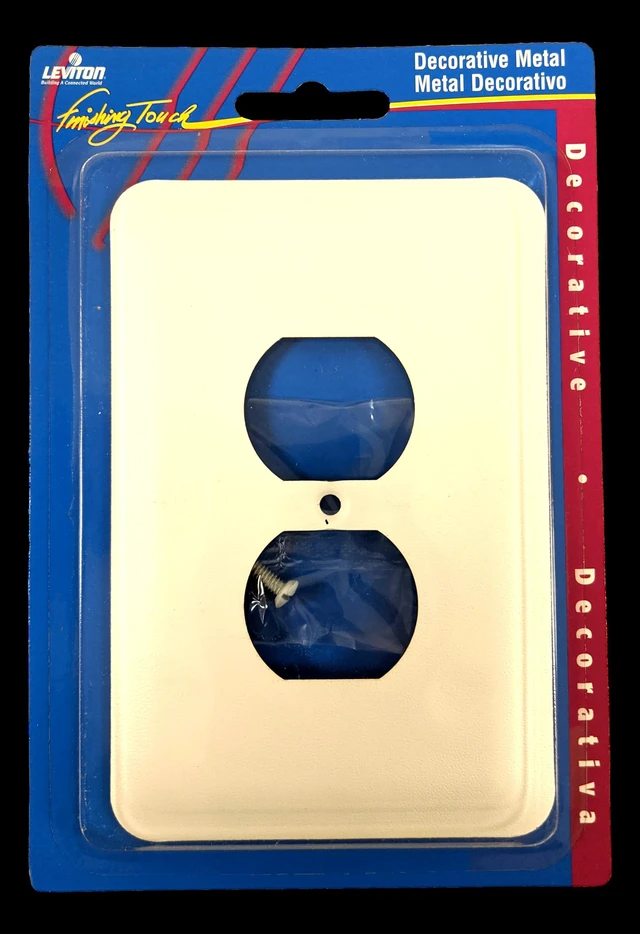Alt view image 2 of 3 - Leviton 89303-WH Metal Duplex Receptacle Wall Plate, Oversize, White