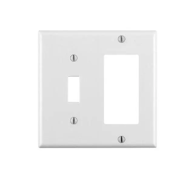 Alt view image 4 of 5 - Leviton 80405-W White Two Gang Combination Toggle Switch Decora Wall Plate