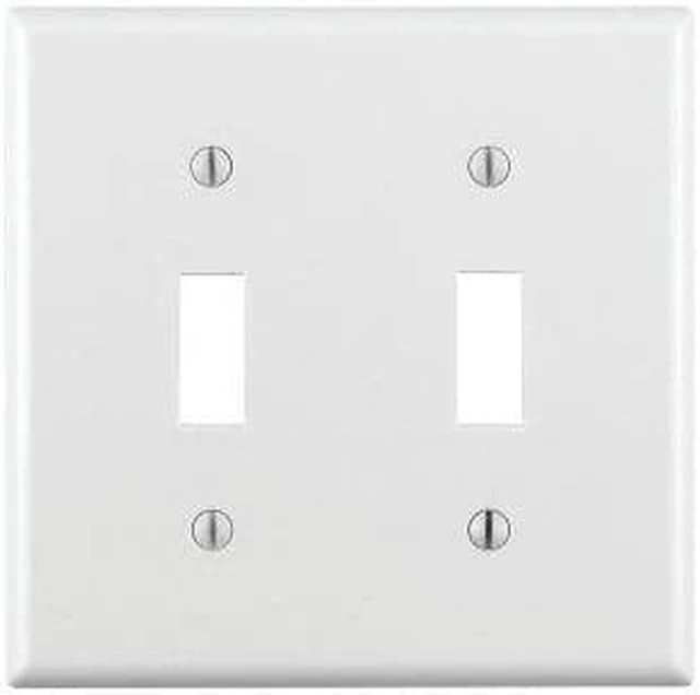 Alt view image 3 of 4 - Leviton 88009 White Two Gang Toggle Light Switch Wall Plate