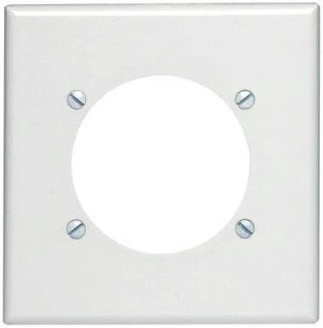 Main image of Leviton 2-Gang Power Outlet Wallplate, 2.465-Inch Diameter, Standard Size Cover, Thermoset Plastic, 80530-W, White