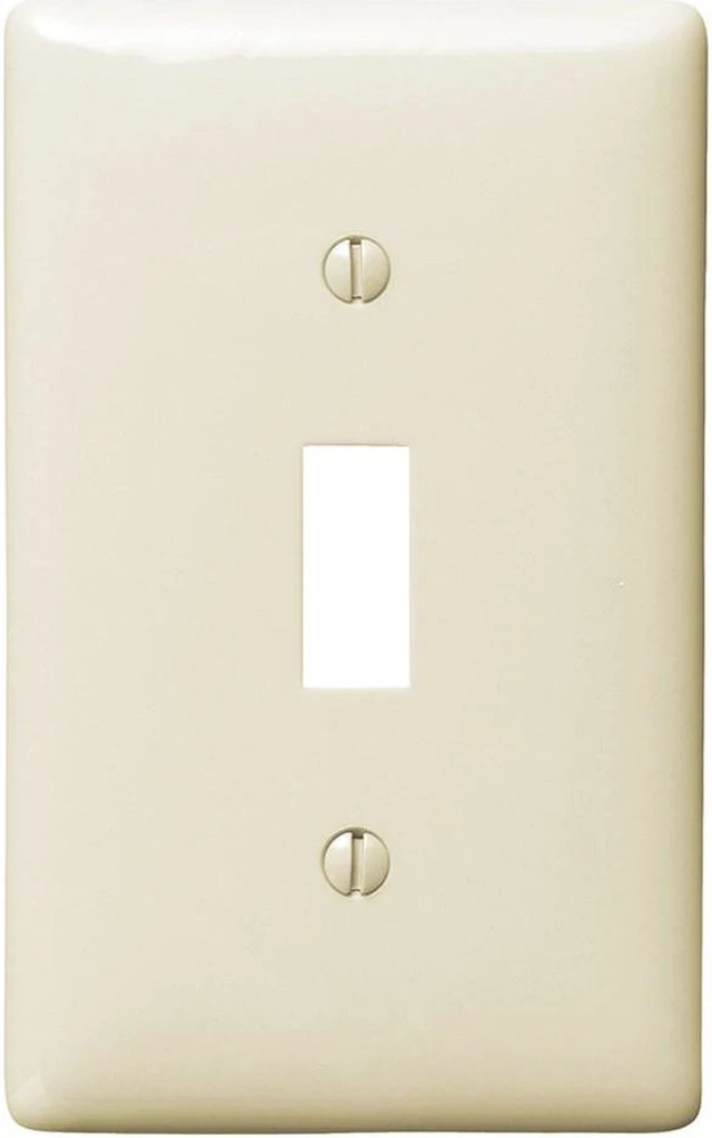 Main image of Hubbell Wiring Light Almond NPJ1LA 1-Gang Mid-Size Toggle Switch Wallplate Cover