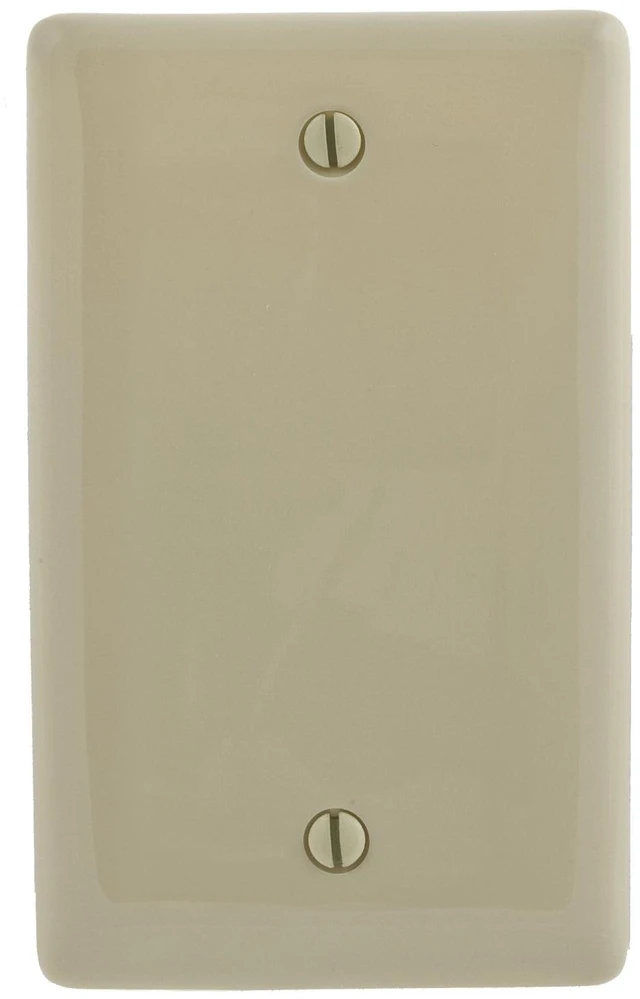 Main image of Hubbell Wiring NPJ13I Ivory Nylon Mid-Size Box Mount 1-Gang Blank Wall Plate