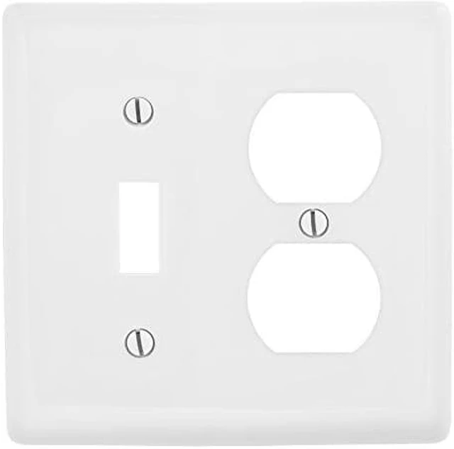 Main image of Hubbell NPJ18W White Mid-Size Two Gang One Toggle One Duplex Wall Plate