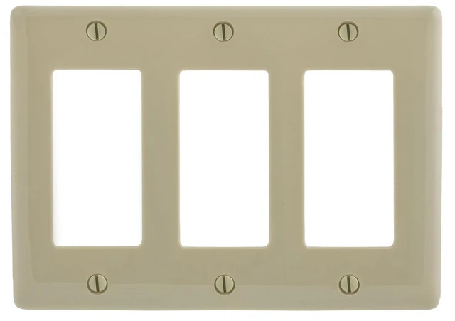 Main image of Hubbell NP263I Ivory Nylon Three Gang Decorator Wall Plate