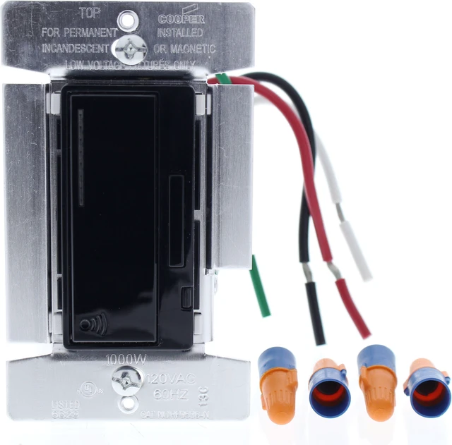 Main image of Cooper Wiring Devices RF9536-NDBK Aspire RF Master Dimmer Switch, For Incandescent and Magnetic Low Voltage Lighting Only, 1000W, Black