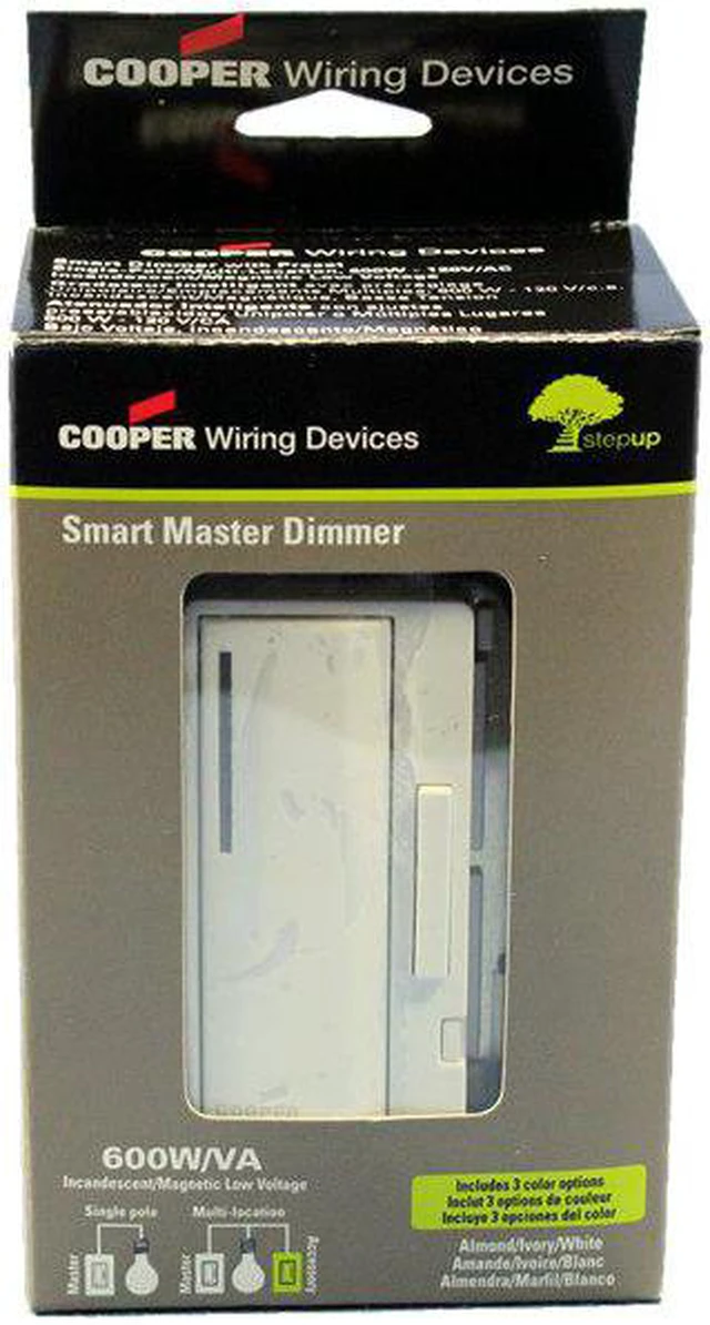 Alt view image 2 of 2 - Cooper Wiring Devices AIM06-C1 Master Dimmer for Incandescent and Magnetic Low Voltage Lighting Only, 600W 120V, White/Ivory/Almond
