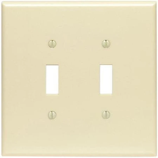 Main image of Leviton 2-Gang Toggle Light Switch Wall Plate, Oversize, Thermoset Plastic Cover, 86109, Ivory