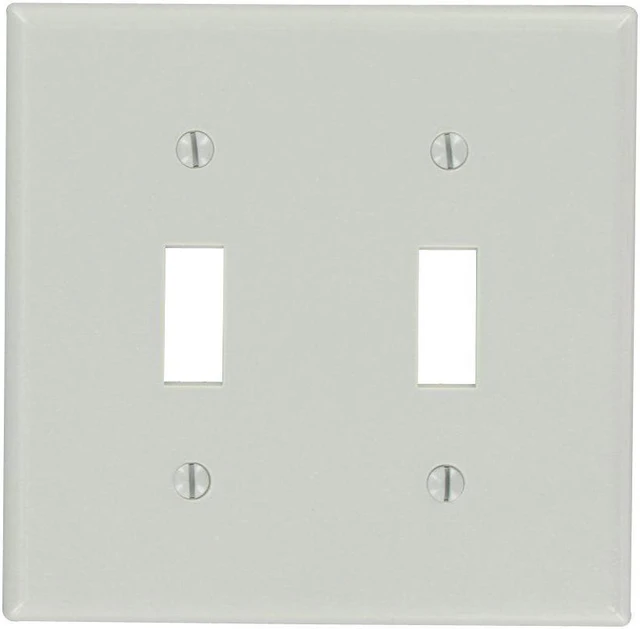 Alt view image 2 of 4 - Leviton 87009 2-Gang Toggle Device Switch Wallplate, Standard Size, Thermoset, Device Mount, Gray