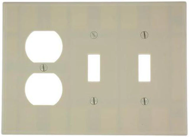 Main image of Leviton 80521-I Ivory Midway Three Gang Combination Two Toggle Switch One Duplex Receptacle Wall Plate