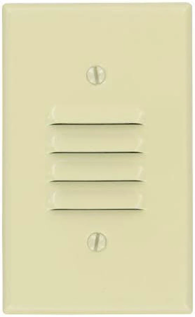 Main image of Leviton 86080 Ivory Painted Metal Single Gang Vertical Louvre Strap Mount Wall Plate