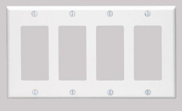 Alt view image 7 of 7 - Leviton 80412-W Decora Wallplate, 4-Gang, Thermoset, White