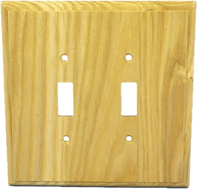 Main image of Leviton 2-Gang Solid Wood Toggle Switch Cover Wall Plate, Jumbo Size Switchplate, 89209-OAK, Golden Oak Finish