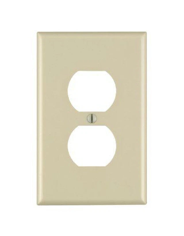 Alt view image 3 of 3 - Leviton 80503-I Ivory Midway Single Gang Duplex Receptacle Wall Plate