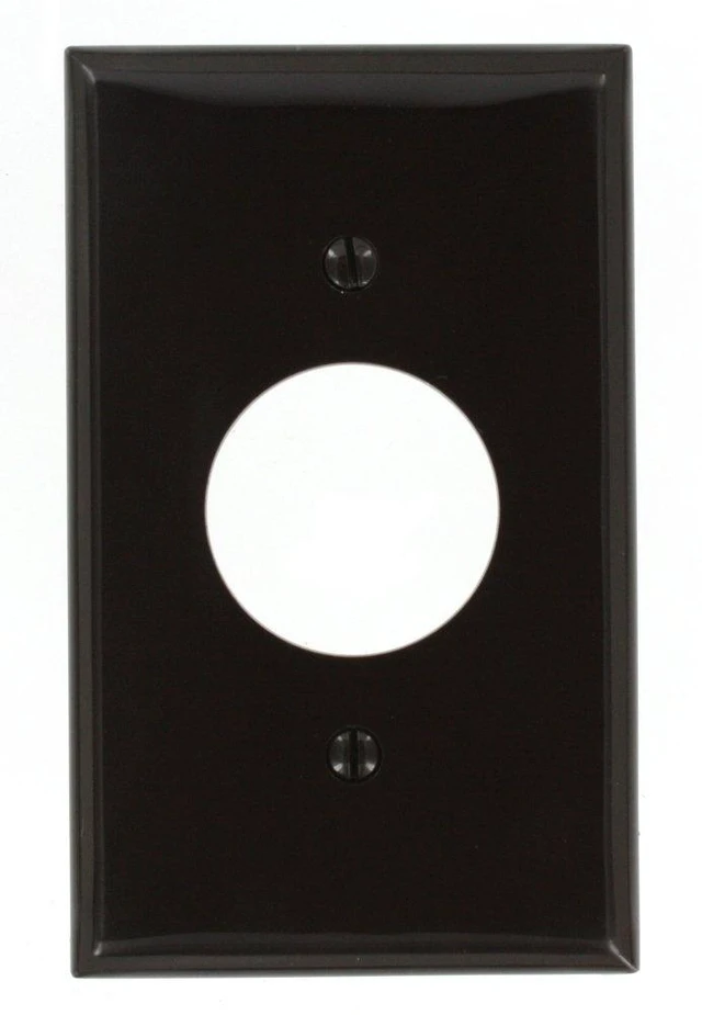 Main image of Leviton 1-Gang Single Receptacle Wallplate, 1.406-Inch Hole Diameter, Unbreakable Thermoplastic Cover, Standard Size, 80704, Brown