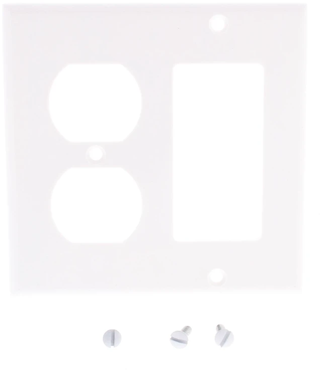 Main image of Leviton 80455-W White Two Gang Combination Toggle Switch Decora Wall Plate