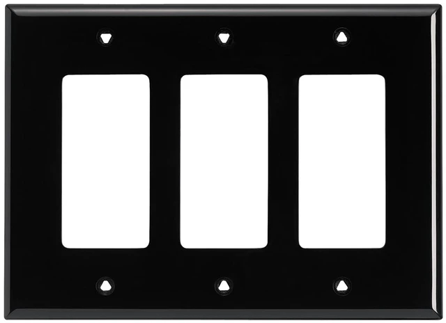 Main image of Cooper Wiring Devices PJ263BK 3-Gang Decorator GFCI Rocker Switch Wall Plate, Unbreakable Polycarbonate, Mid-Size, Black
