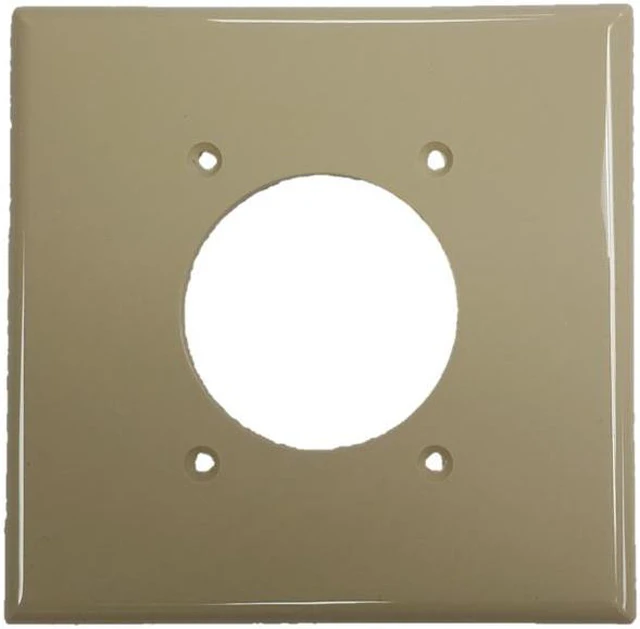 Main image of Cooper Wiring Devices PJ703V 2-Gang Single Receptacle Wall Plate, 2.15 Inch Diameter Opening, Unbreakable Polycarbonate, Mid-Size, Ivory