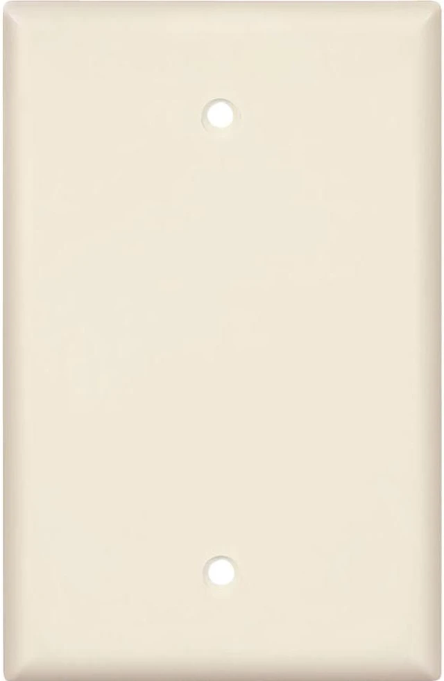 Main image of Cooper Wiring Devices PJ13LA 1-Gang Blank Wall Plate, Unbreakable Thermoplastic, Mid-Size Cover, Box Mount, Light Almond