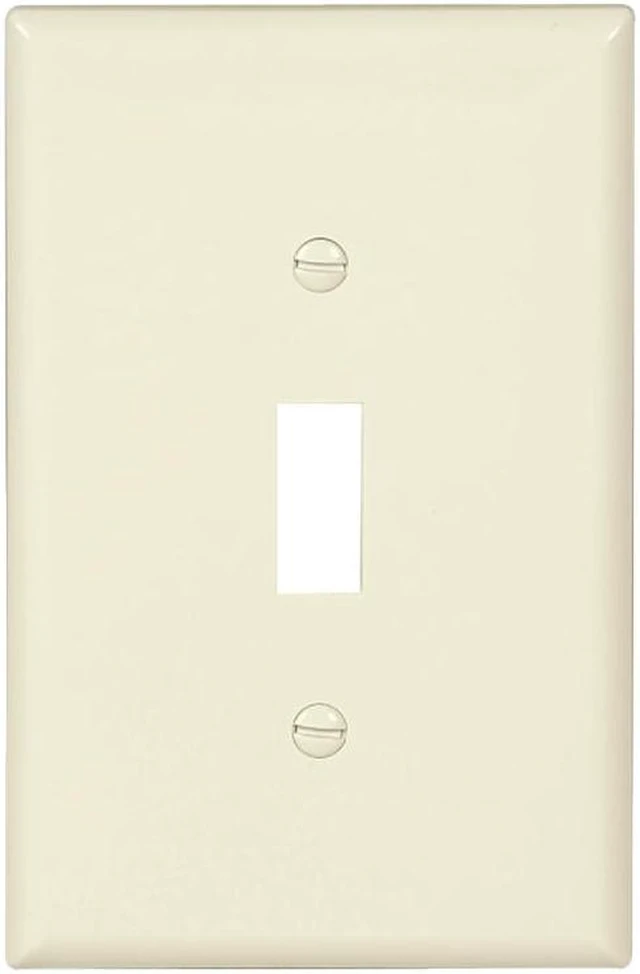 Main image of Cooper PJ1LA Light Almond Mid-Size Unbreakable Single Gang Toggle Light Switch Wall Plate