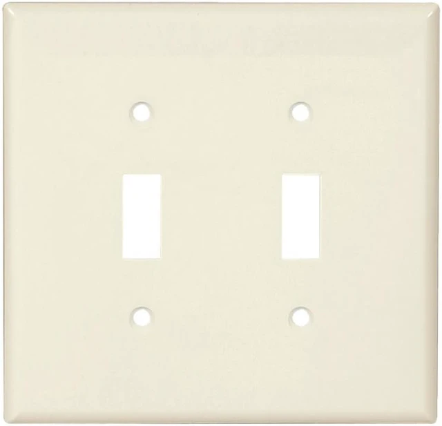 Main image of Cooper PJ2LA Light Almond Mid-Size Unbreakable Two Gang Toggle Light Switch Wall Plate