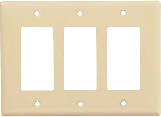 Main image of Cooper PJ263V Ivory Unbreakable Mid-Size Three Gang Decorator Wall Plate
