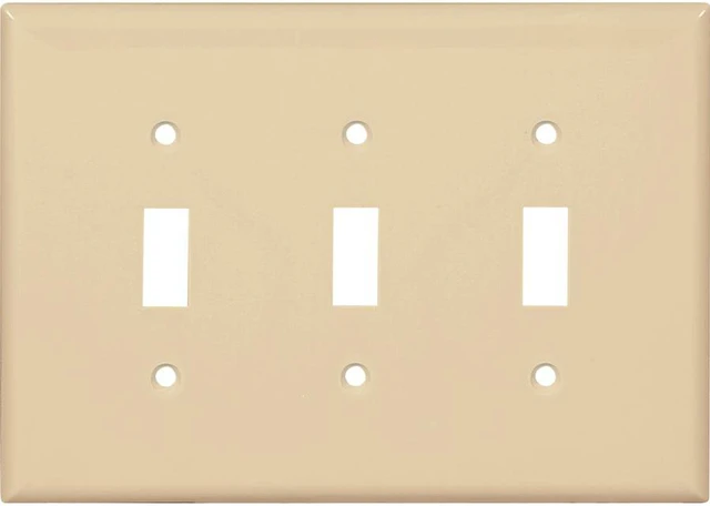 Main image of Cooper PJ3V Ivory Mid-Size Unbreakable Three Gang Toggle Light Switch Wall Plate