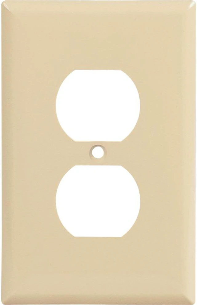 Main image of Cooper PJ8V Ivory Mid-Size Unbreakable Single Gang Duplex Receptacle Wall Plate