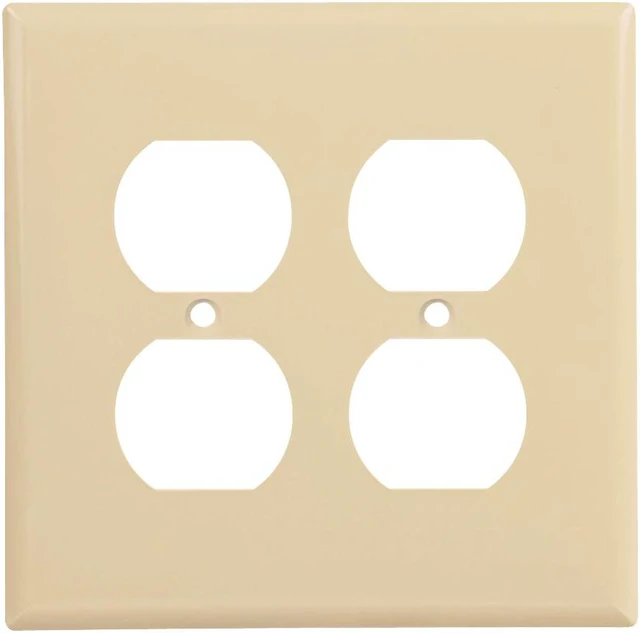 Main image of Cooper PJ82V Ivory Almond Mid-Size Unbreakable Two Gang Duplex Receptacle Wall Plate