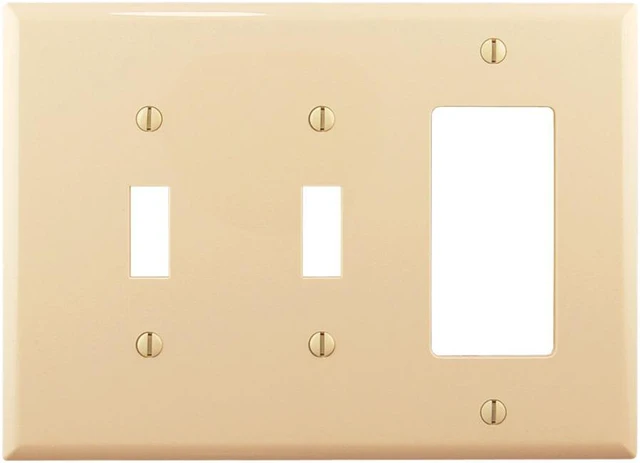 Main image of Cooper Wiring Devices PJ226V 3-Gang Combination Toggle Switch Decorator GFCI Rocker Wall Plate, Mid-Size, Unbreakable Nylon Cover, Ivory