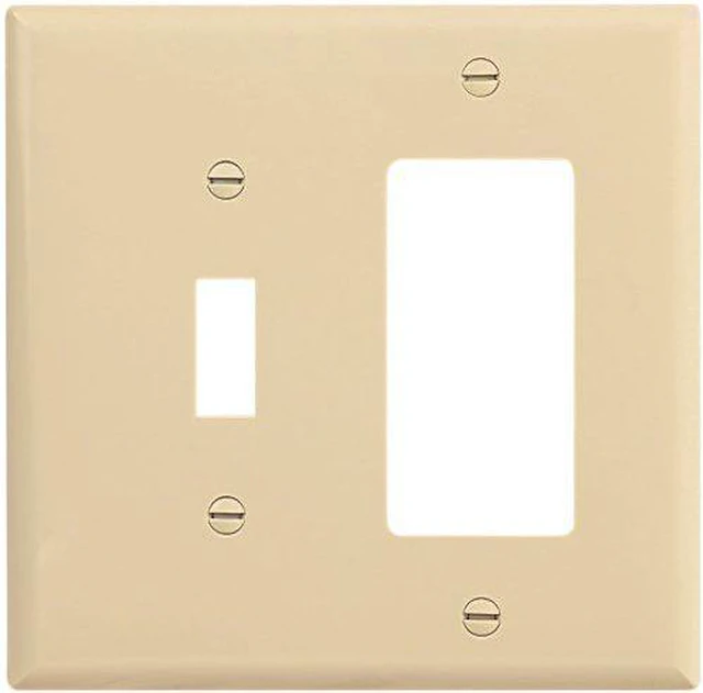 Main image of Cooper PJ126V Ivory Mid-Size Unbreakable Two Gang One Toggle One Decorator Combination Wall Plate