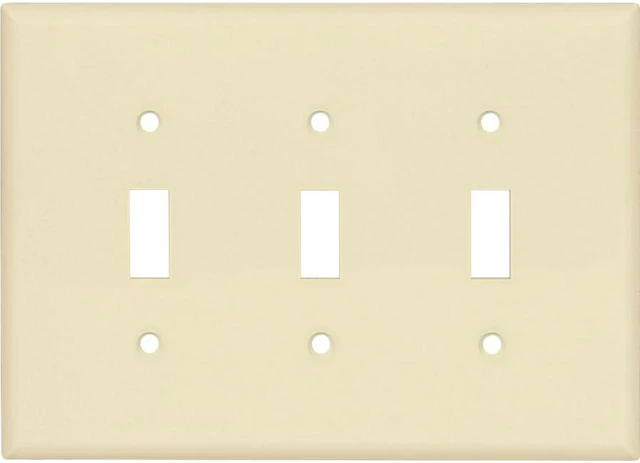 Main image of Cooper PJ3A Almond Mid-Size Unbreakable Three Gang Toggle Light Switch Wall Plate