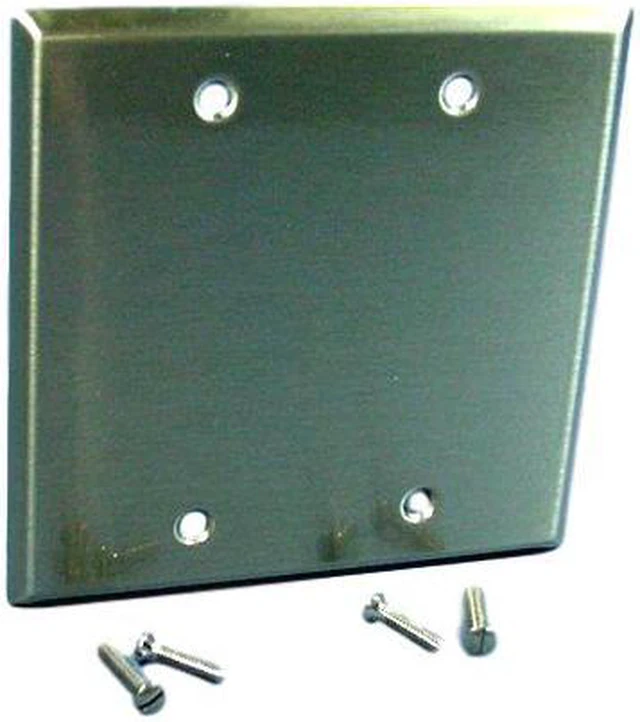 Main image of Cooper/Arrow Hart ANTIMICROBIAL 2-Gang Stainless Steel Blank Cover Wallplate Box Mount