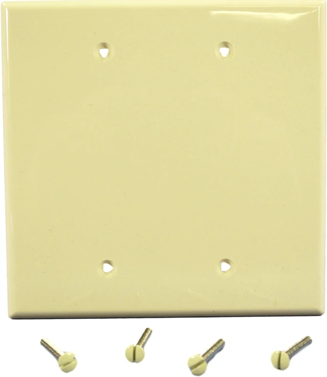Main image of Cooper PJ23A Almond UNBREAKABLE Mid-Size 2-Gang Blank Nylon Wallplate Cover
