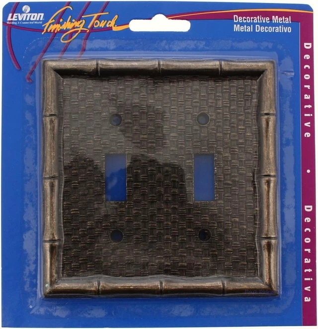Alt view image 3 of 3 - Leviton Tiki Bamboo 2-Gang Switch Cover Plate Switchplate