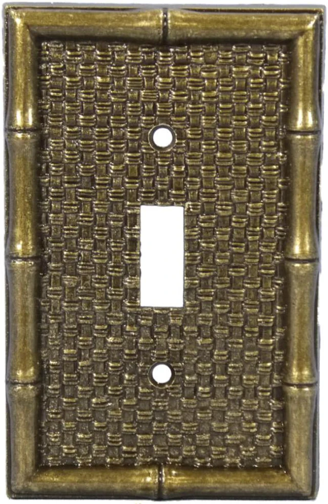 Main image of Leviton Brass Tiki Bamboo Toggle Switch Wallplate Cover 89601