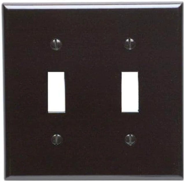 Main image of Leviton 85009 Brown Two Gang Toggle Light Switch Wall Plate