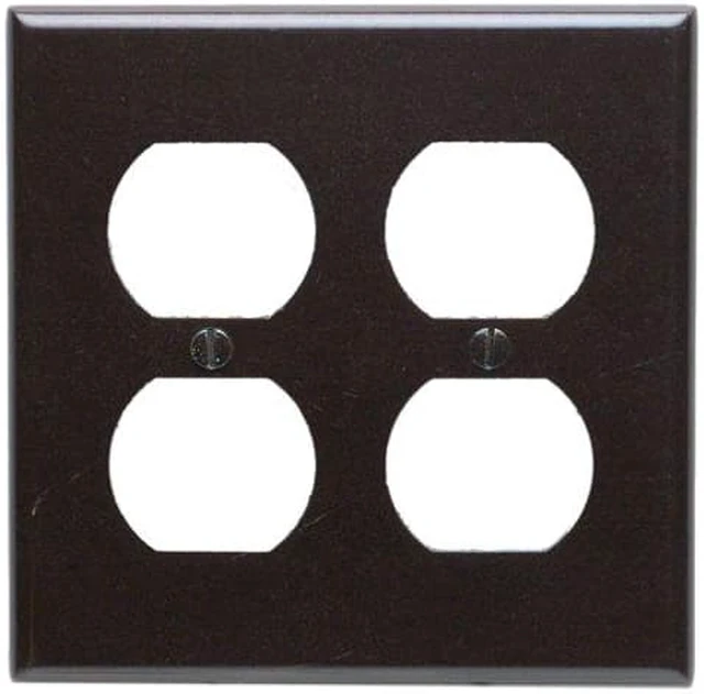 Alt view image 2 of 3 - Leviton 85016 Brown Two Gang Duplex Receptacle Wall Plate