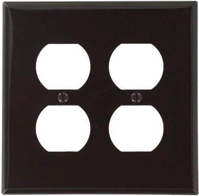 Main image of Leviton 80716 Brown Nylon Two Gang Duplex Receptacle Wall Plate