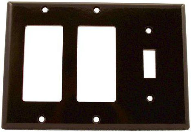 Main image of Leviton 80431 Brown Three Gang Combination One Toggle Switch Two Decora Wall Plate