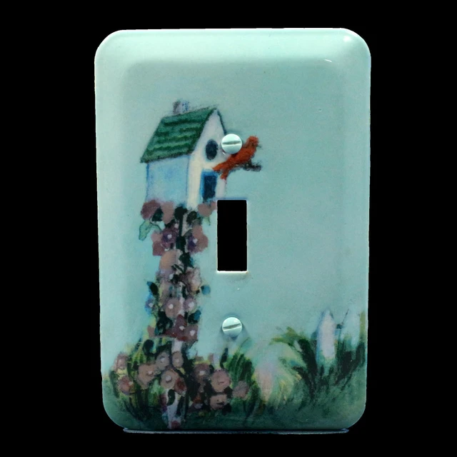 Main image of Leviton 89001-BIH Toggle Switch Wall Plate, Metal, Baby Blue Bird House