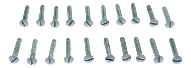 Alt view image 3 of 4 - leviton 88500prt 7/8inch long 632 thread, oval head milled slot replacement wallplate screws, white