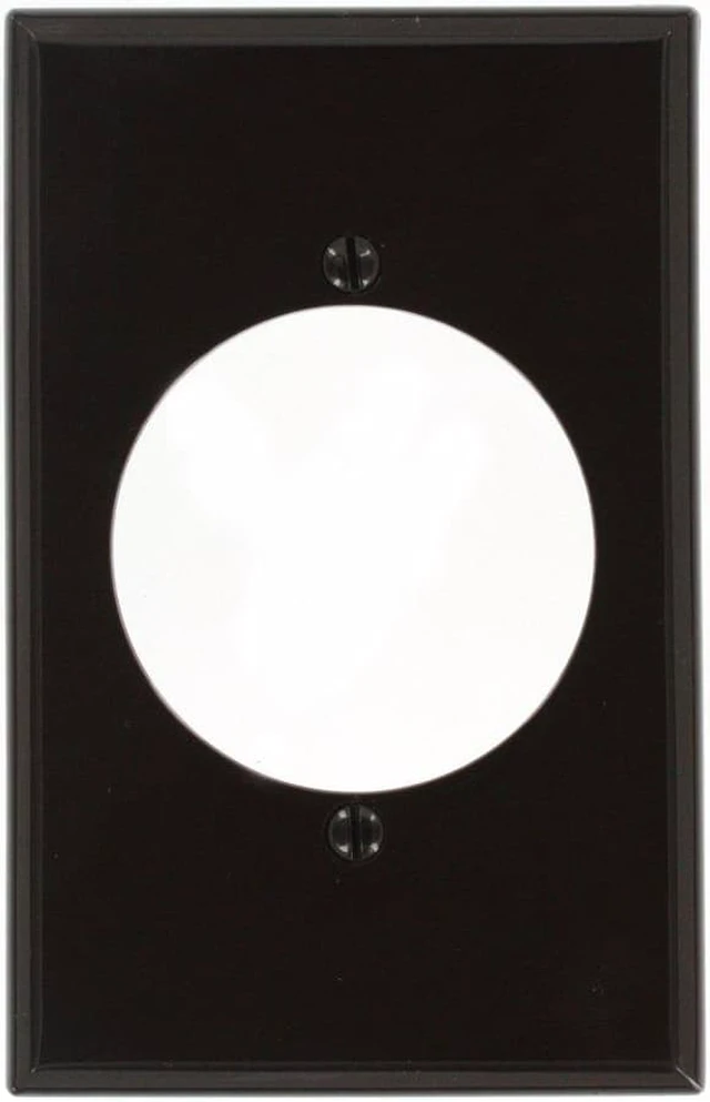 Main image of Leviton 1-Gang Single Receptacle Wall Plate, 2.15" Diameter Outlet Cover, Midway Size, Unbreakable Thermoplastic, 80728, Brown
