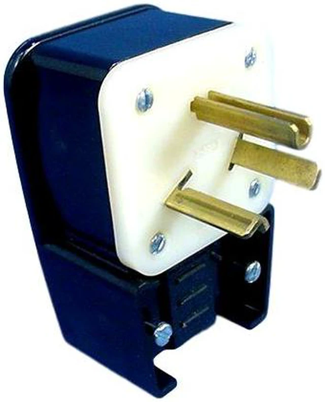 Main image of Leviton 9730-P Straight Blade Right Angle Plug, Industrial Grade, NEMA 7-30P, 30 Amp 277 Volt, Black