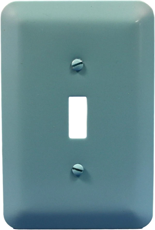 Main image of Leviton 89301-BLU 1-Gang Jumbo Metal Toggle Switch Wallplate Switchplate, Blue