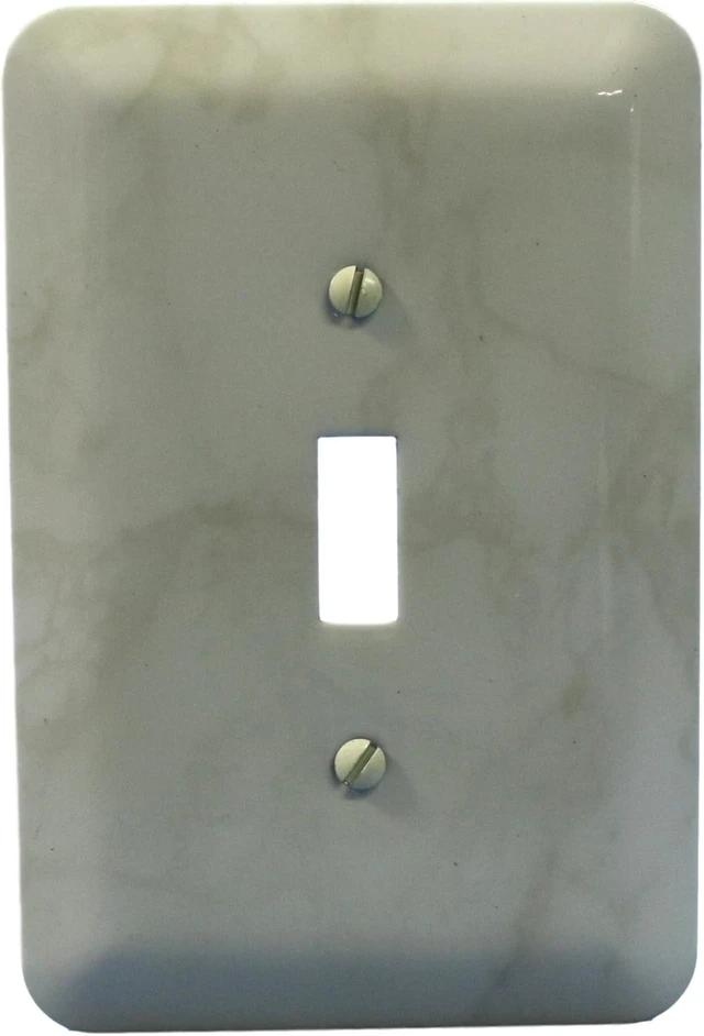 Main image of Leviton 89301-IML Jumbo Toggle Switch Wallplate Switchplate, Ivory Marble Pattern