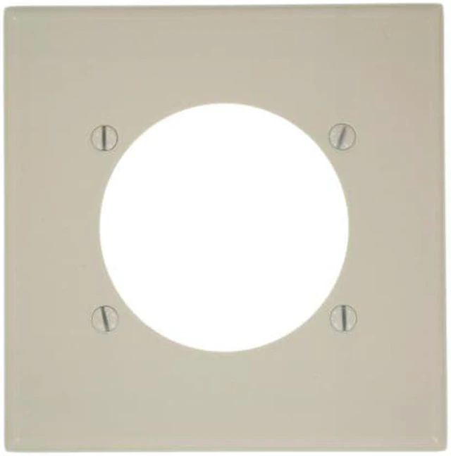 Main image of Leviton 2-Gang Power Outlet Wallplate, 2.465-Inch Diameter, Standard Size Cover, Thermoset Plastic, 80530-T, Light Almond