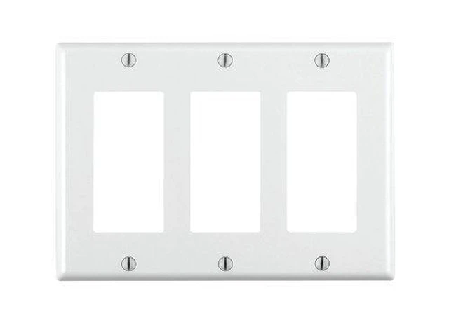 Alt view image 7 of 7 - Leviton 80411-W 3-Gang Decora-Style Wall Plate, White