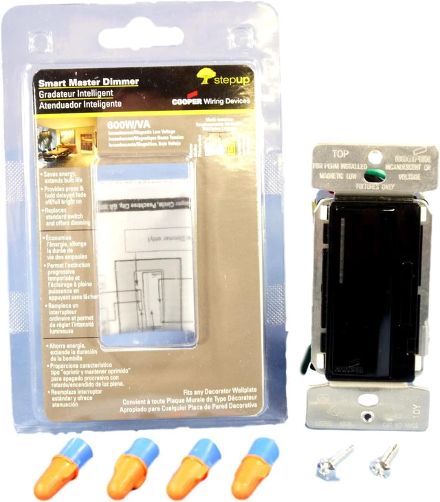 Main image of Cooper Wiring Devices AIM06-BK Master Dimmer for Incandescent and Magnetic Low Voltage Lighting Only, 600W 120V, Black