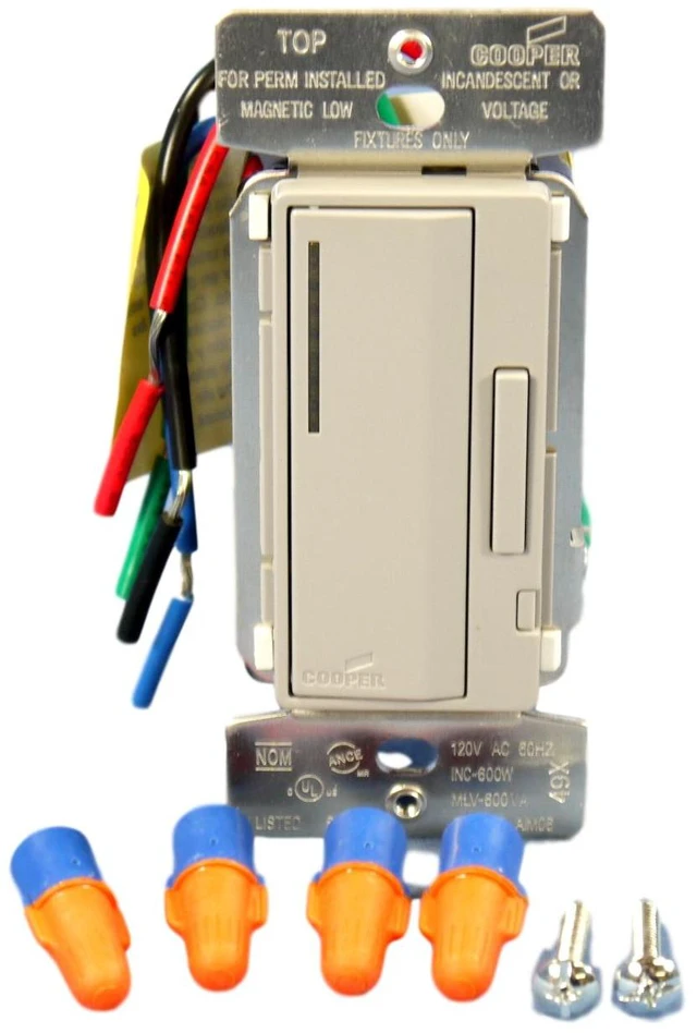 Main image of Cooper Wiring Devices AIM06-GY Accell Master Dimmer for Incandescent and Magnetic Low Voltage Lighting Only, 600W 120V, Gray
