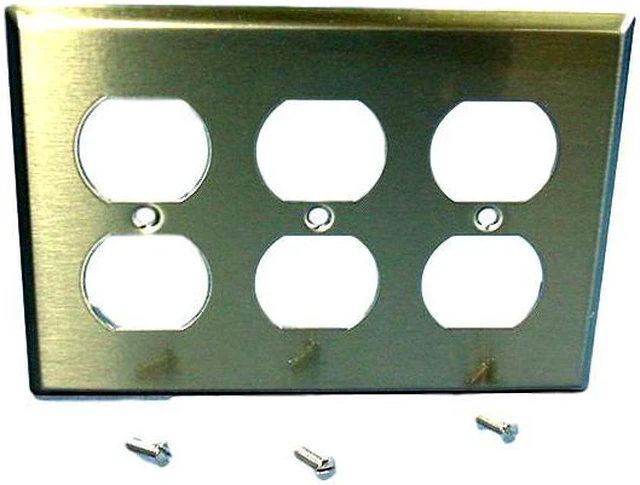 Main image of Cooper/Arrow Hart ANTIMICROBIAL Stainless Steel 3-Gang Receptacle Wallplate Outlet Cover